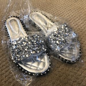 NWT Rhinestone Slippers